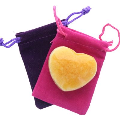 Orange Calcite Heart Large in Pouch